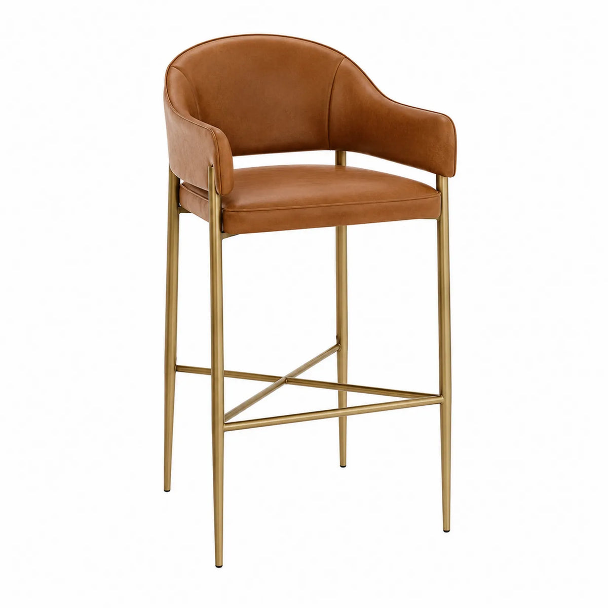 Taburete de Bar con Asiento de Piel Sintética y Estructura de Metal
