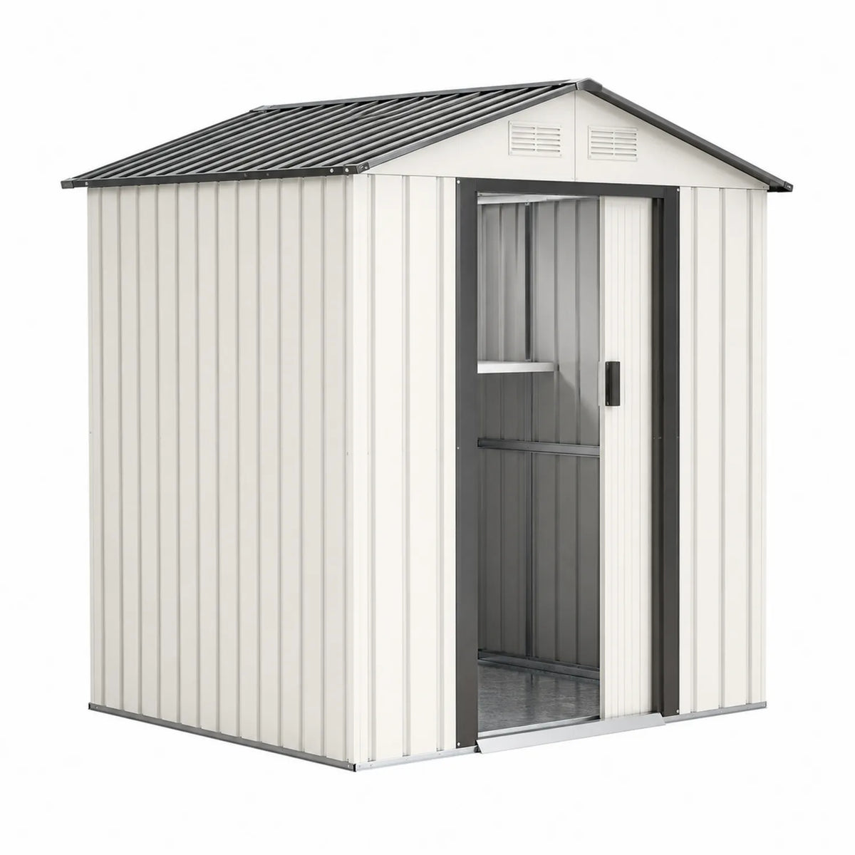 Cobertizo de metal gris crema 200x130x185 cm