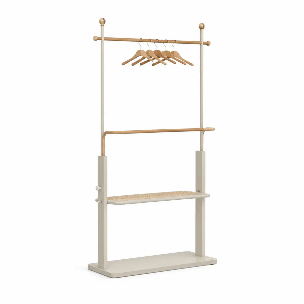 Perchero de metal y madera con estante 180x80x30cm