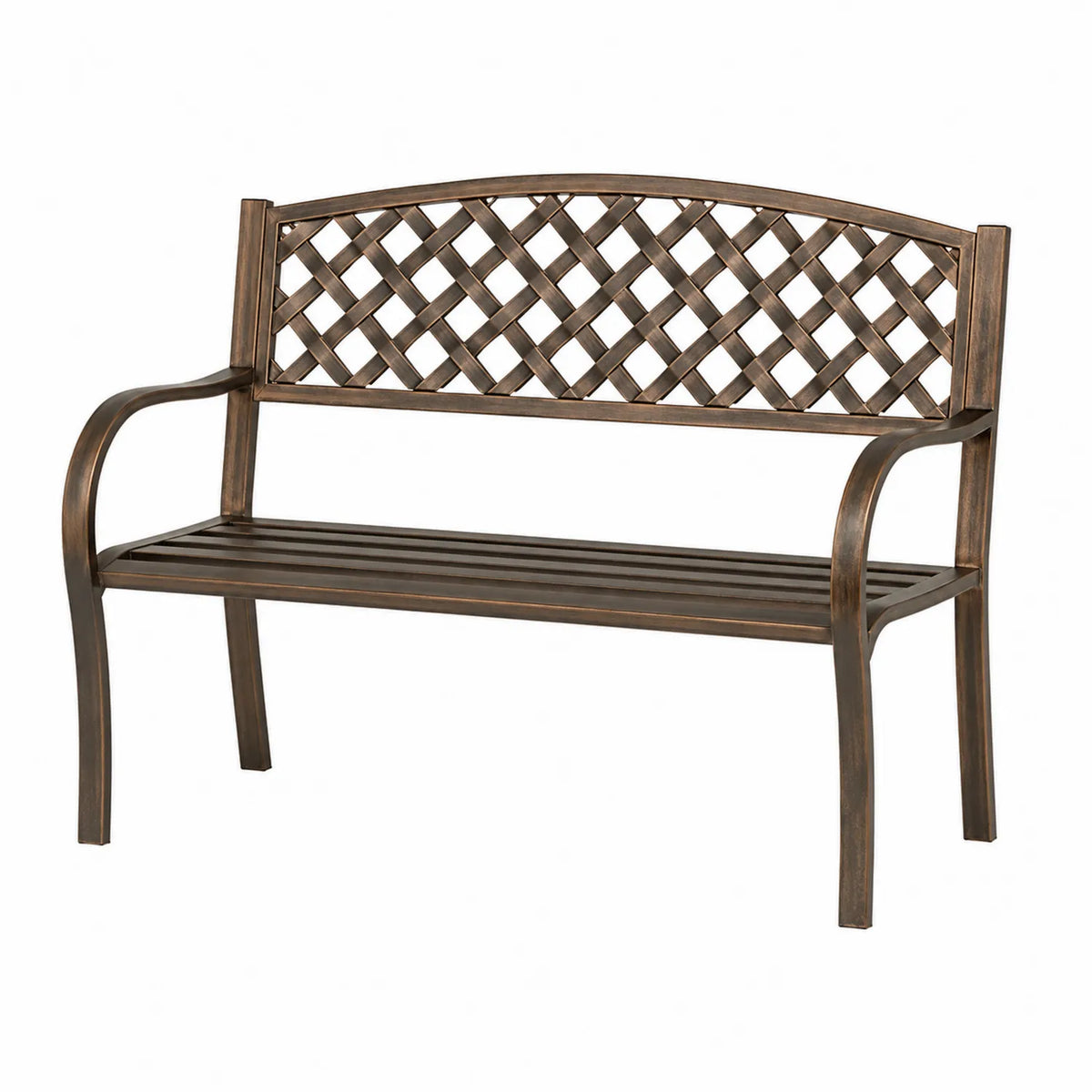Banco de aluminio con respaldo entramado color Bronce 127x60x85 cm