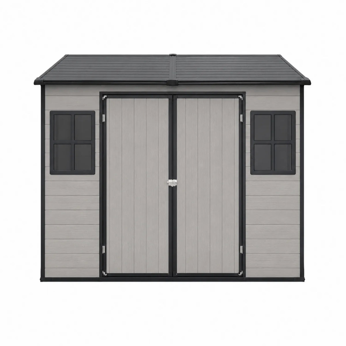 Cobertizo de resina gris con ventanas 260x320x210 cm