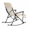 Silla mecedora plegable de acero y poliéster beige