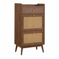 Gabinete de madera y ratán marrón 120cm alto
