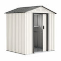 Cobertizo de metal gris crema 200x130x185 cm