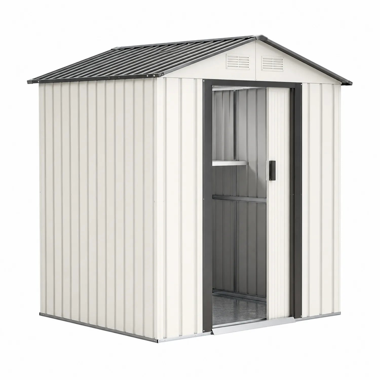 Cobertizo de metal gris crema 200x130x185 cm