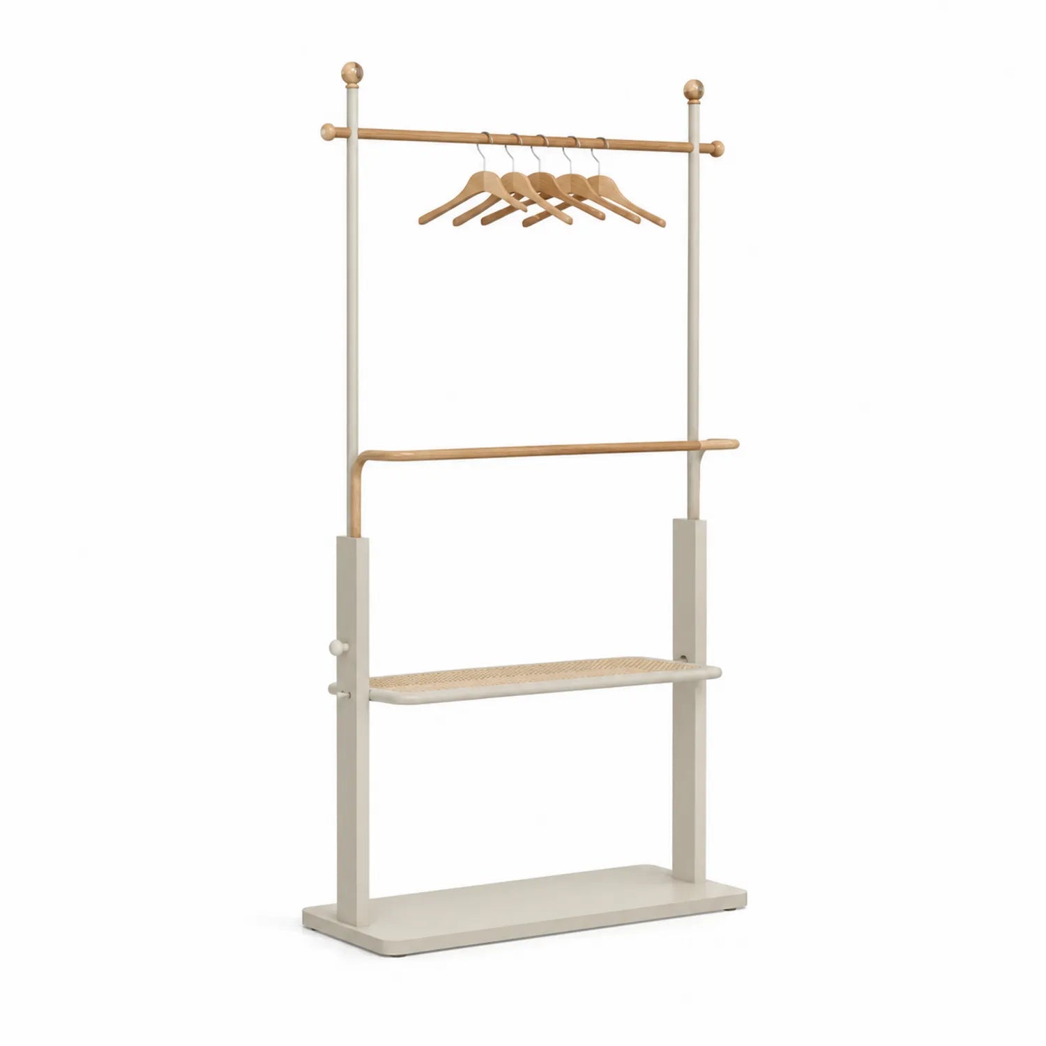 Perchero de metal y madera con estante 180x80x30cm