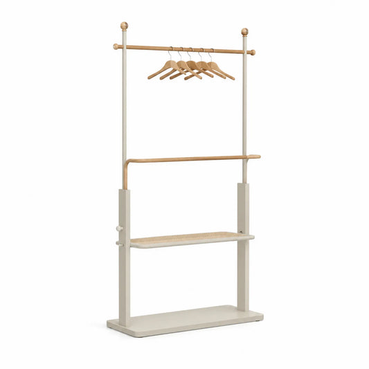 Perchero de metal y madera con estante 180x80x30cm