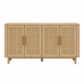 Aparador de Madera y Ratán Natural 4 Puertas 150x40x80 cm