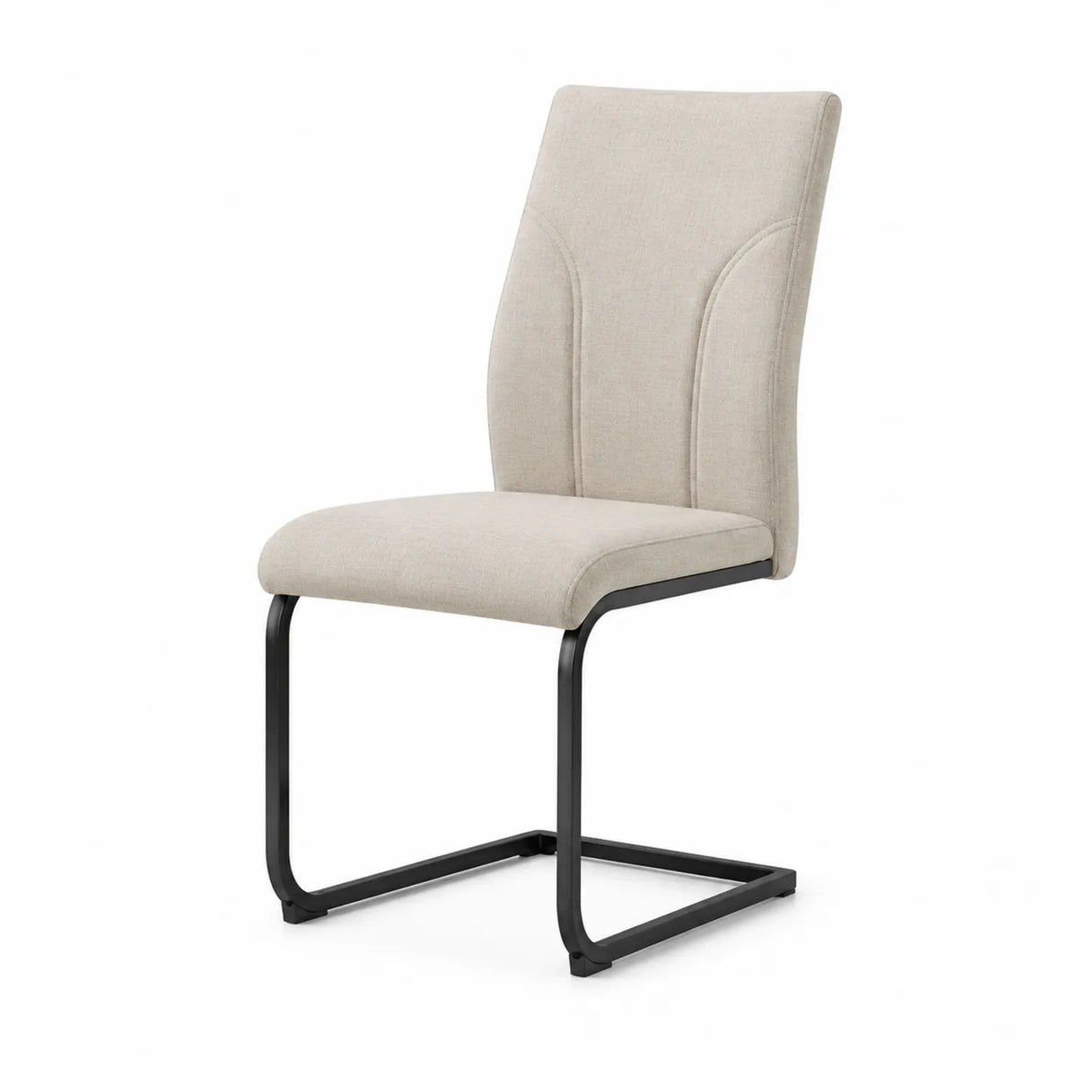 Silla de comedor beige con patas de acero