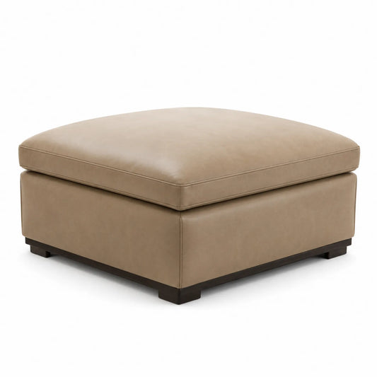 Reposapiés de cuero sintético beige 85x85x45 cm