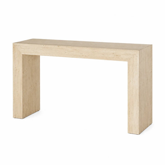 Mesa consola de piedra travertino beige 120x40x80 cm