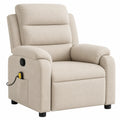 Sillón reclinable de poliéster beige con función de masaje
