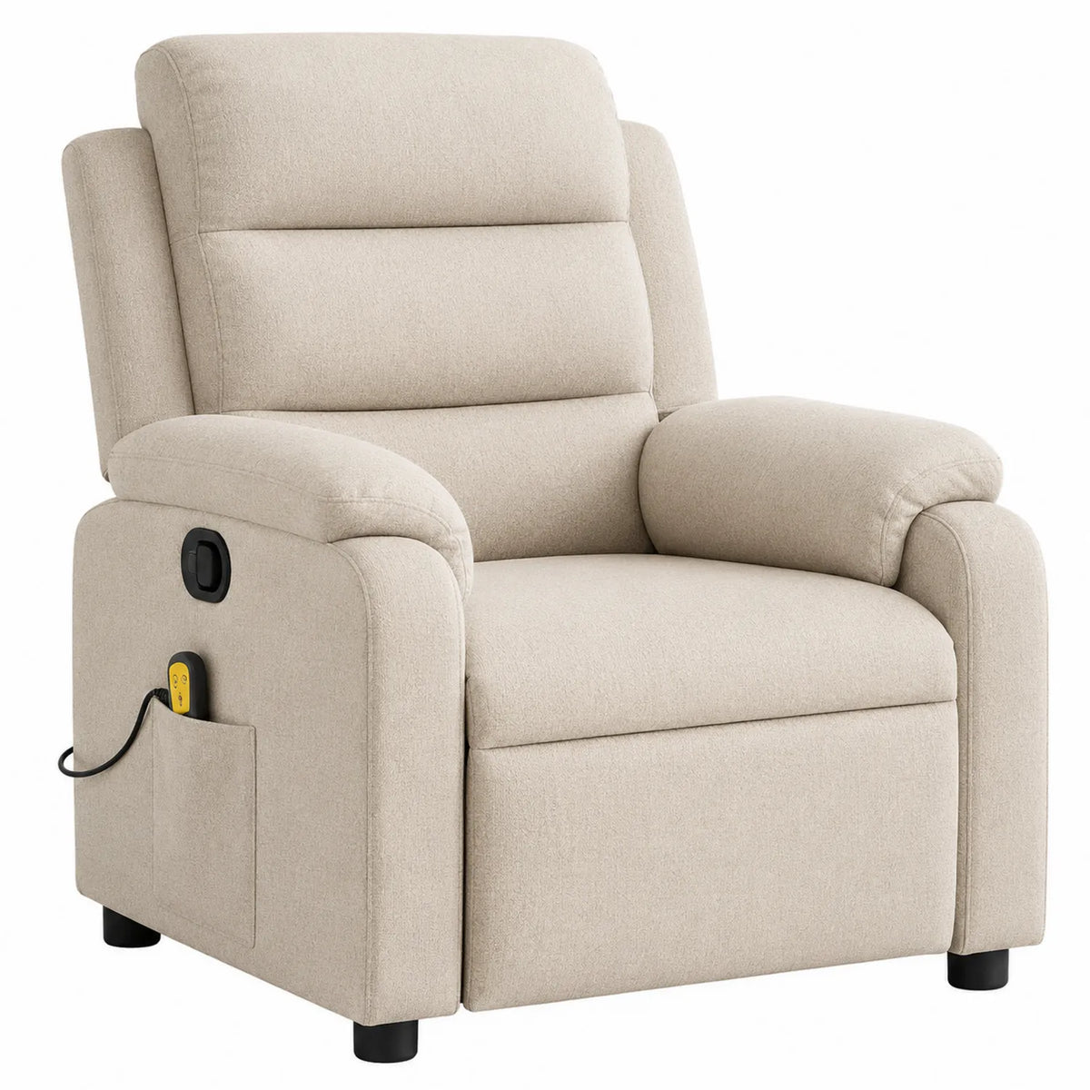 Sillón reclinable de poliéster beige con función de masaje