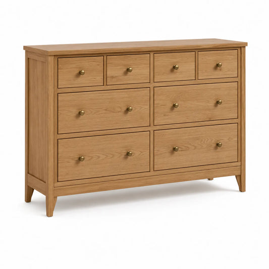 Cómoda de Madera de Roble con 8 Cajones 120x40x85 cm