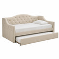 Cama nido tapizada en poliéster beige con cama extraíble 200x90 cm