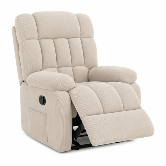 Sillón Reclinable de Tela Beige con Mecanismo Manual 80x90x100 cm