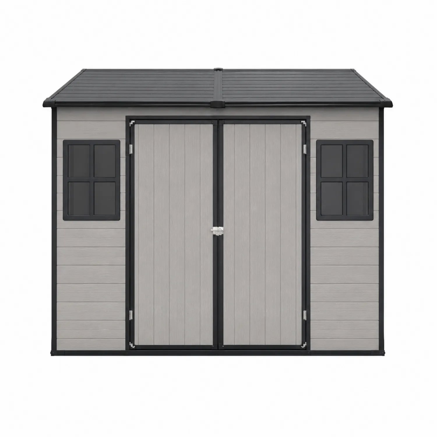 Cobertizo de resina gris con ventanas 260x320x210 cm