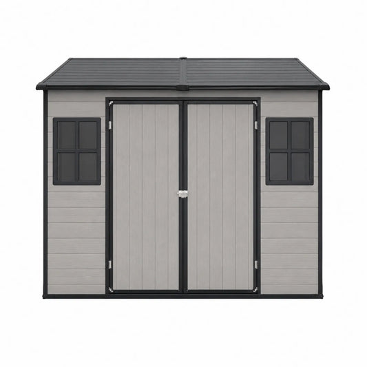 Cobertizo de resina gris con ventanas 260x320x210 cm