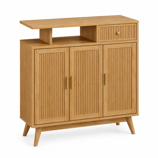 Armario Zapatero de Madera con 3 Puertas y 1 Cajón 100x34x90 cm