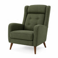 Sillón de tela de poliéster verde con patas de madera