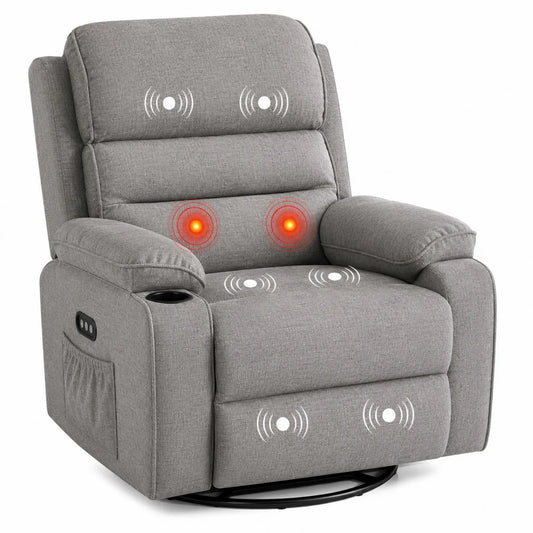 Sillón reclinable con masaje eléctrico y calefacción gris