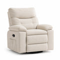 Sillón reclinable de poliéster beige giratorio 95x85x100 cm