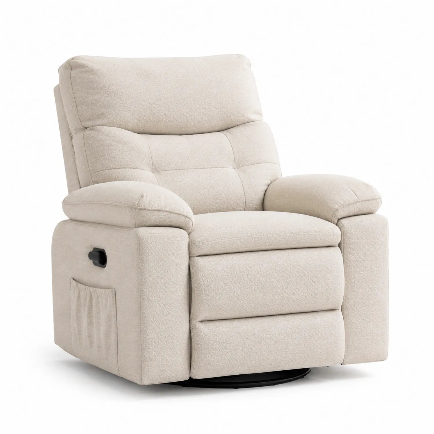 Sillón reclinable de poliéster beige giratorio 95x85x100 cm