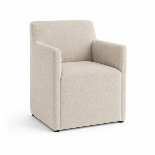 Silla de Comedor Tapizada de Lona Beige con Brazos