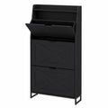 Zapatero de madera MDF negro con diseño de compartimentos 120x60x30 cm